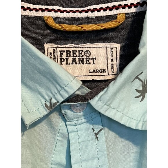 Free planet mens shirt size L teal nautical button up - Picture 3 of 6